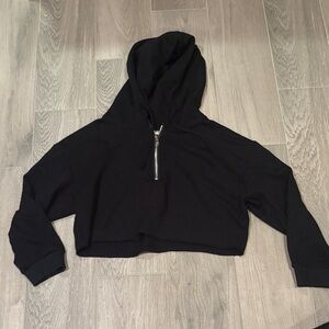 Suzette Girls Black Cropped Quarter Zip Hoodie Size L